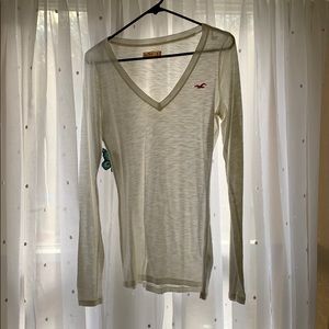 Hollister sheer white v-neck tee